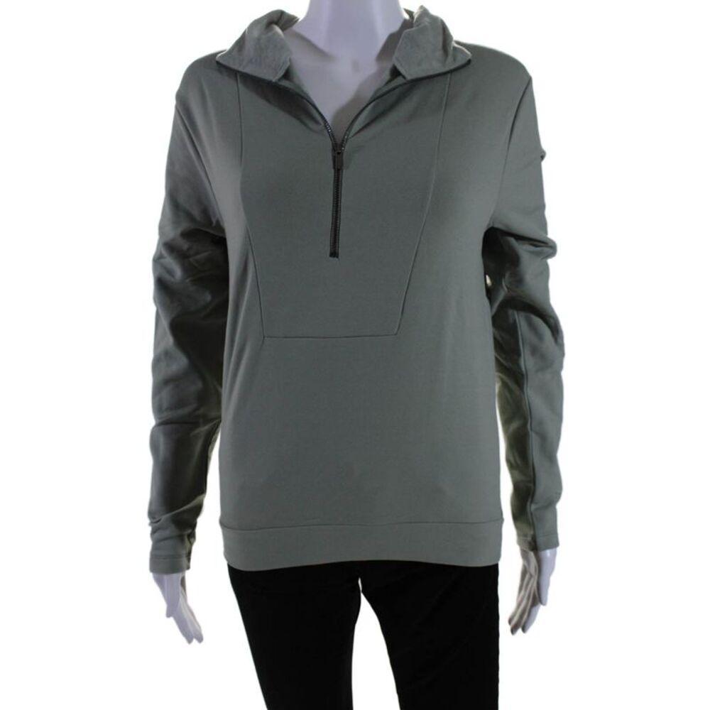 Aday Womens High Neck Long Sleeve Half Zip  Warm All Year Pullover Sage Size XS